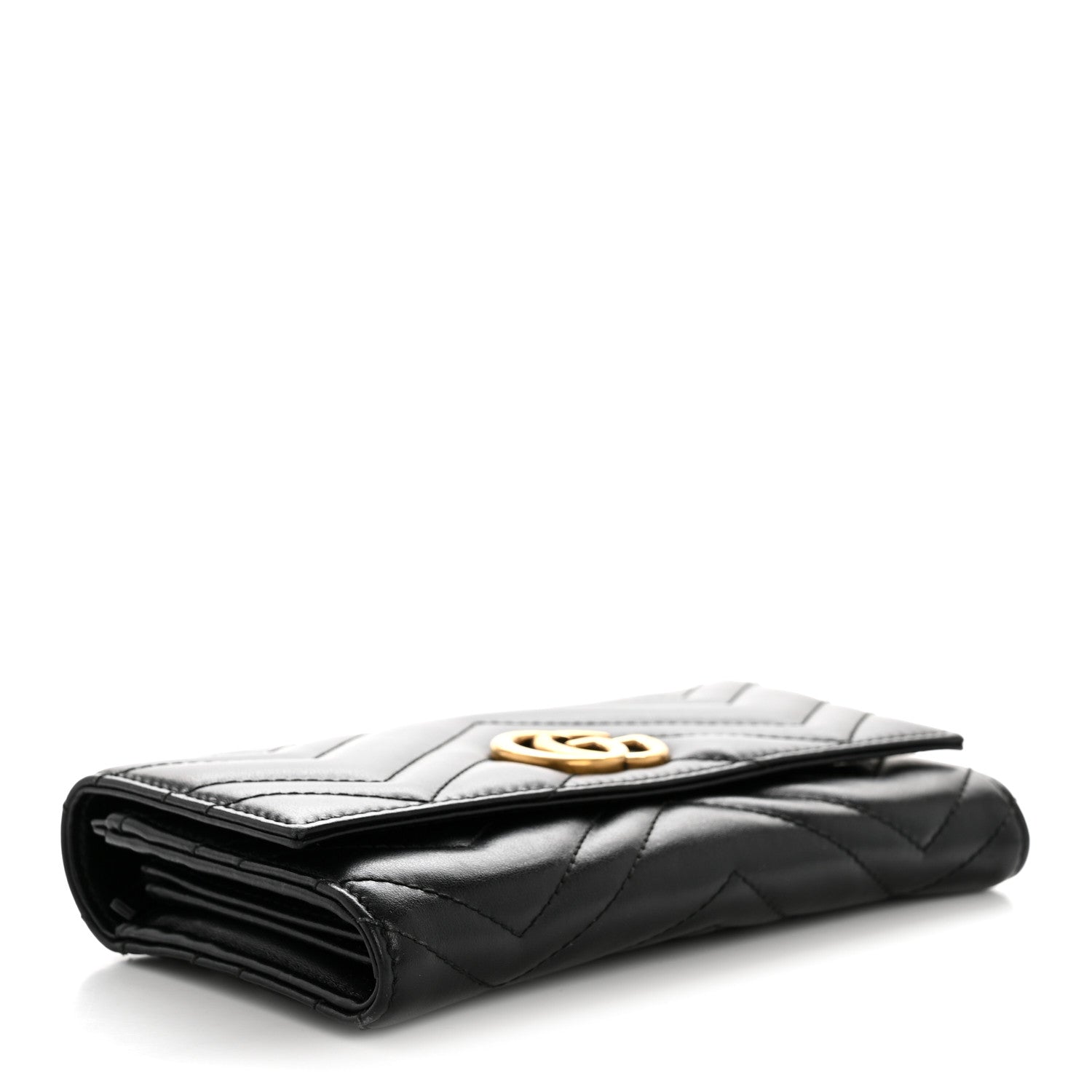 Gucci Calfskin Matelasse GG Marmont Continental Wallet Black