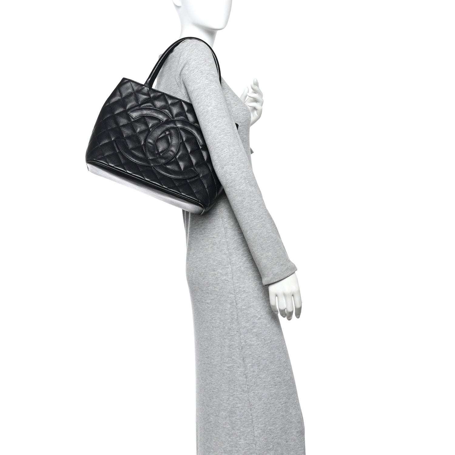 Chanel Caviar Quilted Medallion Tote Navy