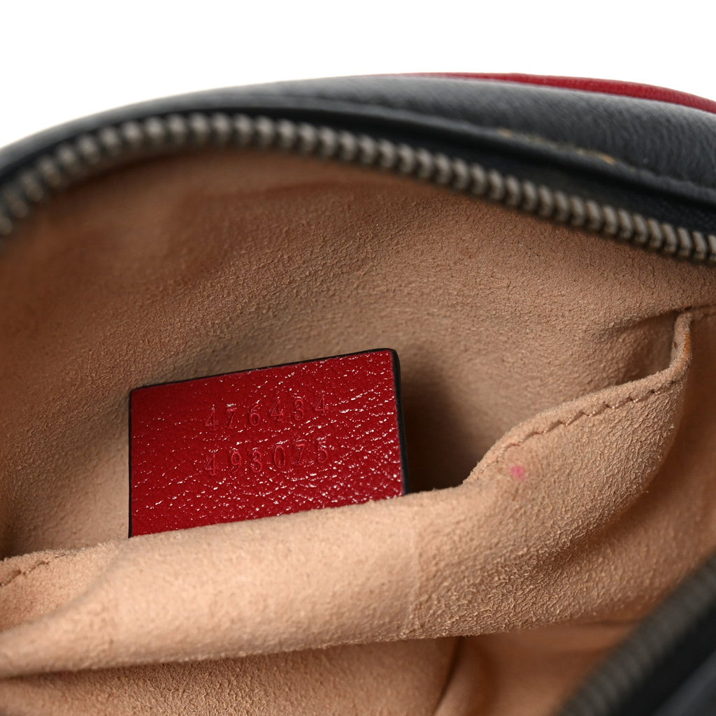 Gucci Azalea Calfskin Matelasse Diagonal Torchon GG Marmont Belt Bag 75 30 Black Romantic Cerise