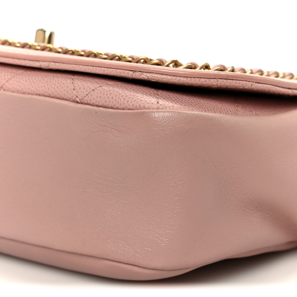 Chanel Lambskin Caviar Lovely Chains Flap Shoulder Bag Pink