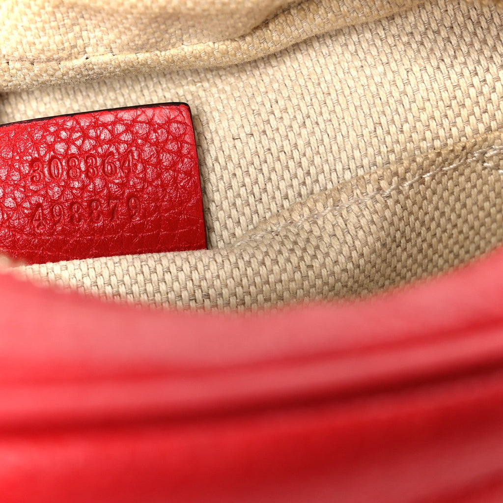 Gucci Pebbled Calfskin Small Soho Disco Bag Tabasco Red