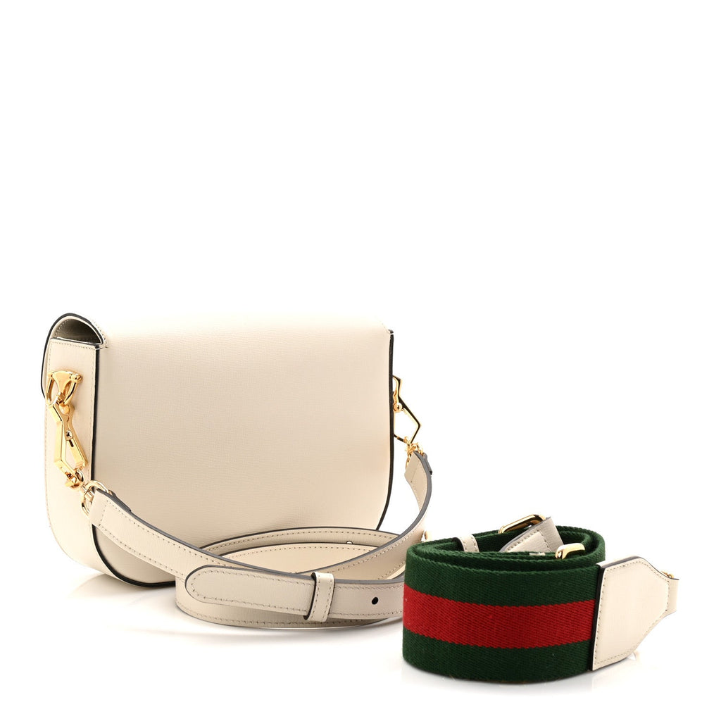 Gucci Azalea Calfskin Web Mini Horsebit 1955 Shoulder Bag Mystic White