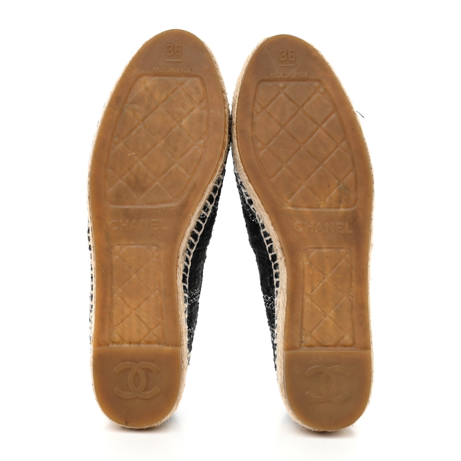 Metallic Tweed Lambskin CC Espadrilles 36 Black Silver