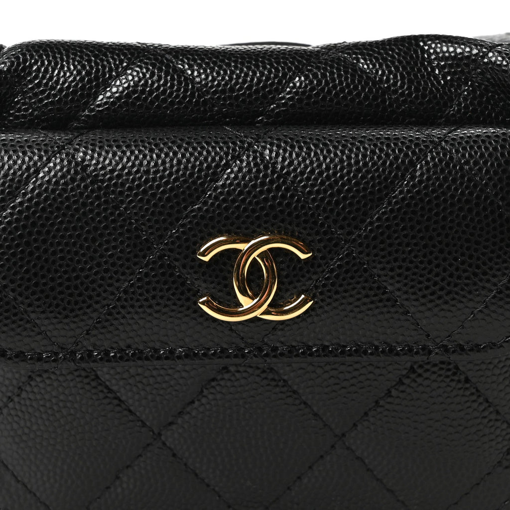 Chanel Caviar Quilted Polly Pocket Pouch Hobo Black