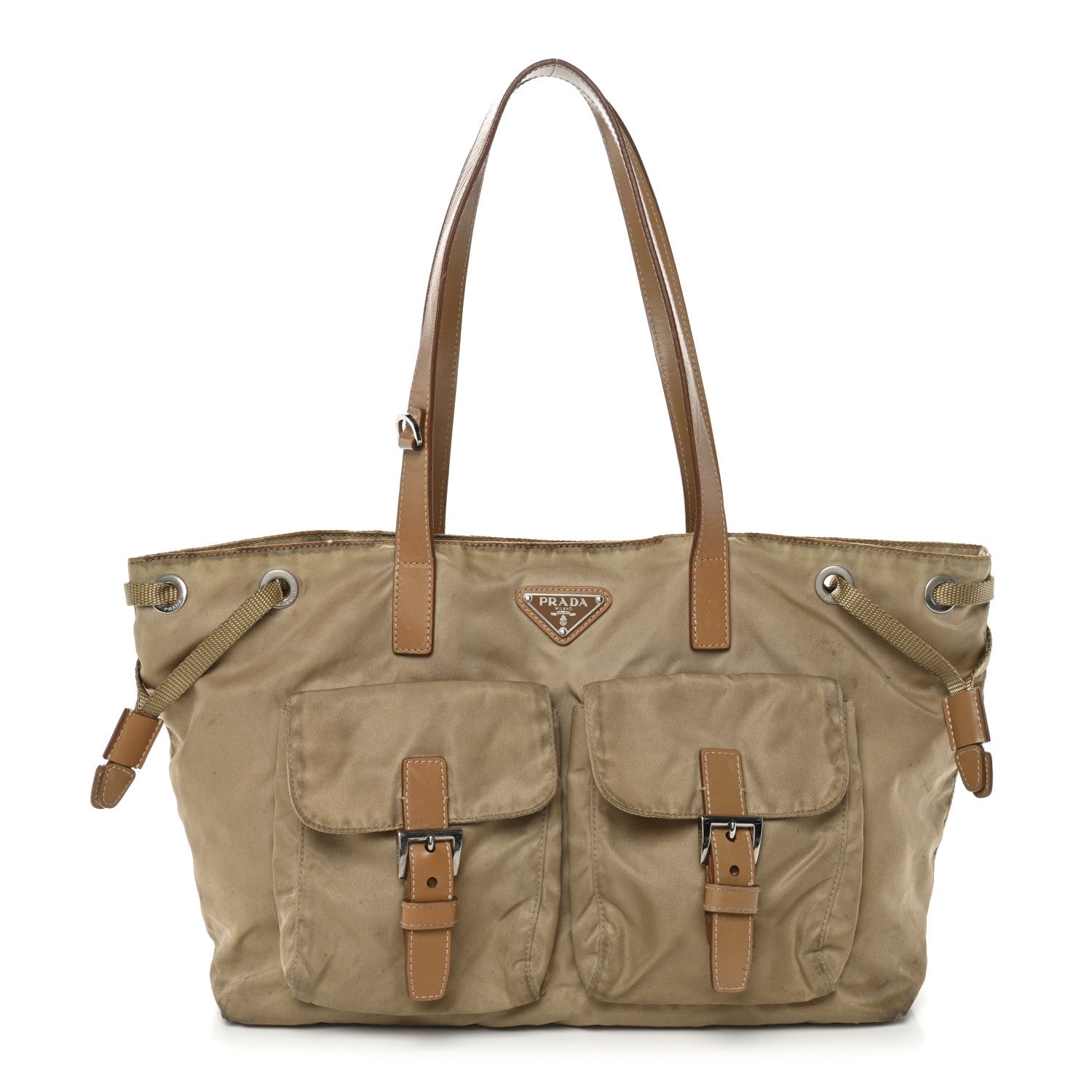Prada Nylon Vela Shopping Tote Sesamo