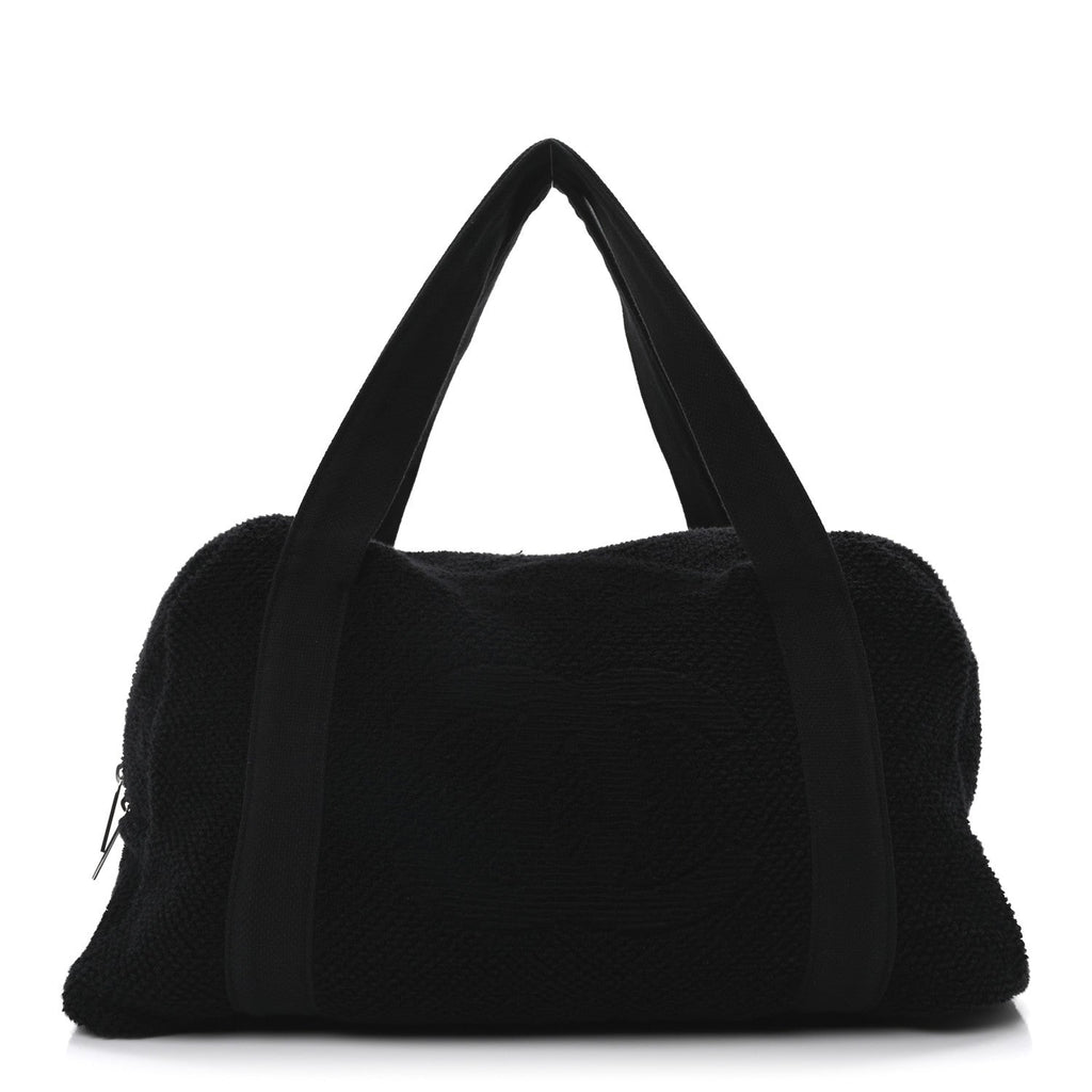 Chanel Terry Cotton CC Beach Duffel Towel Set Black