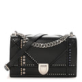 Christian Dior Lambskin Multi Studded Medium Diorama Flap Bag Black