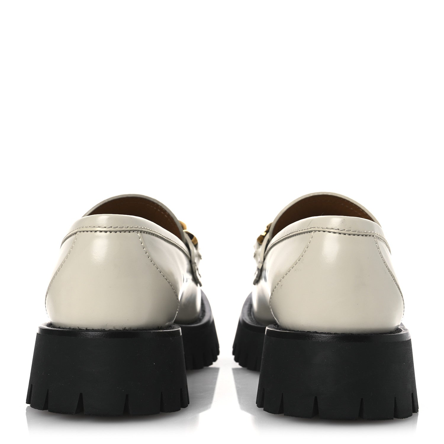 Gucci Cordovan Lux Womens Jeanne Platform Lug Sole 30/45mm Loafers 39 Mystic White
