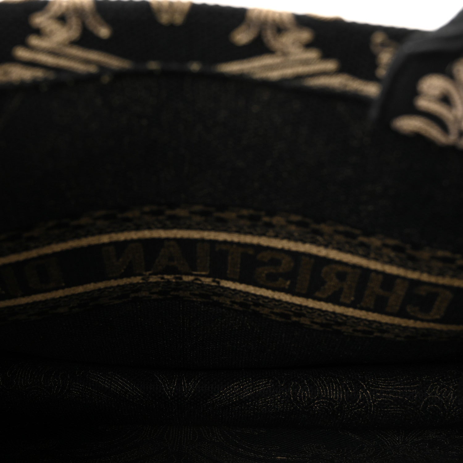 Christian Dior Canvas Embroidered Large Ornamental Cornely Effect Book Tote Black Beige