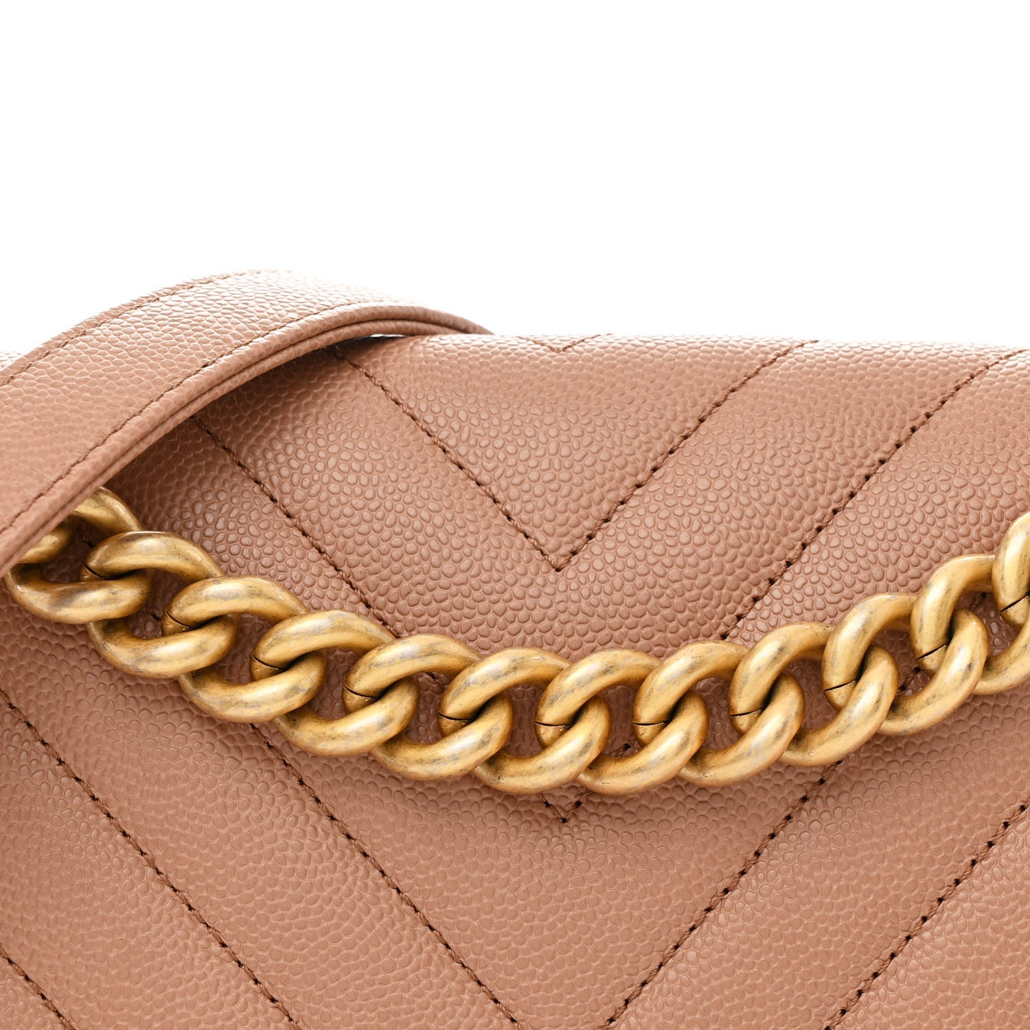 Chanel Caviar Chevron Quilted Medium Boy Flap Brown