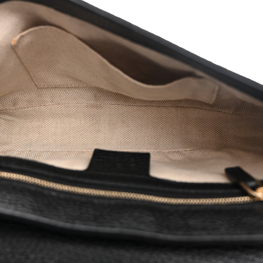 Gucci Pebbled Calfskin Medium Soho Flap Crossbody Black