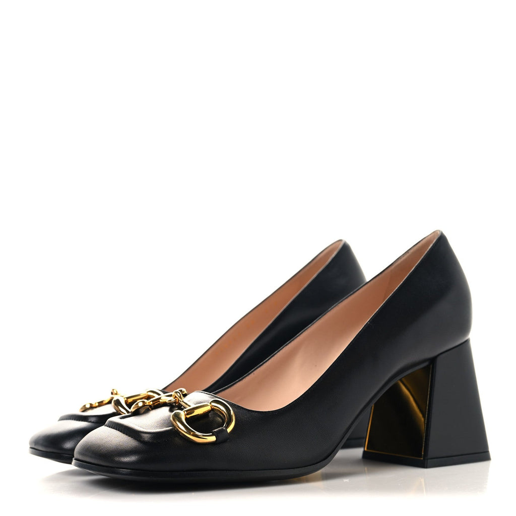 Gucci Malaga Kid Horsebit 75mm Pumps 38 Black