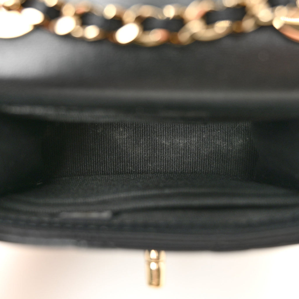 Chanel Lambskin Quilted Trendy CC Card Holder On Chain Black