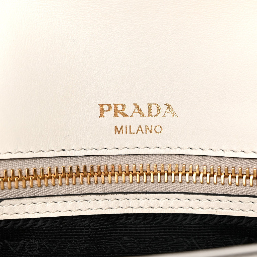 Prada Saffiano Flap Shoulder Bag Talco