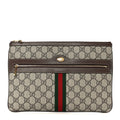 Gucci GG Supreme Monogram Large Ophidia Pouch Clutch Brown