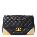 Chanel Calfskin Quilted Rock The Corner Flap Navy