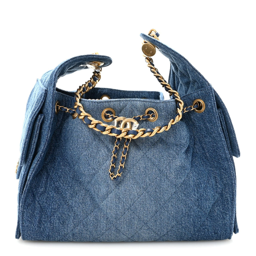 Chanel Washed Denim Quilted Small Chanel 25 Handbag Blue