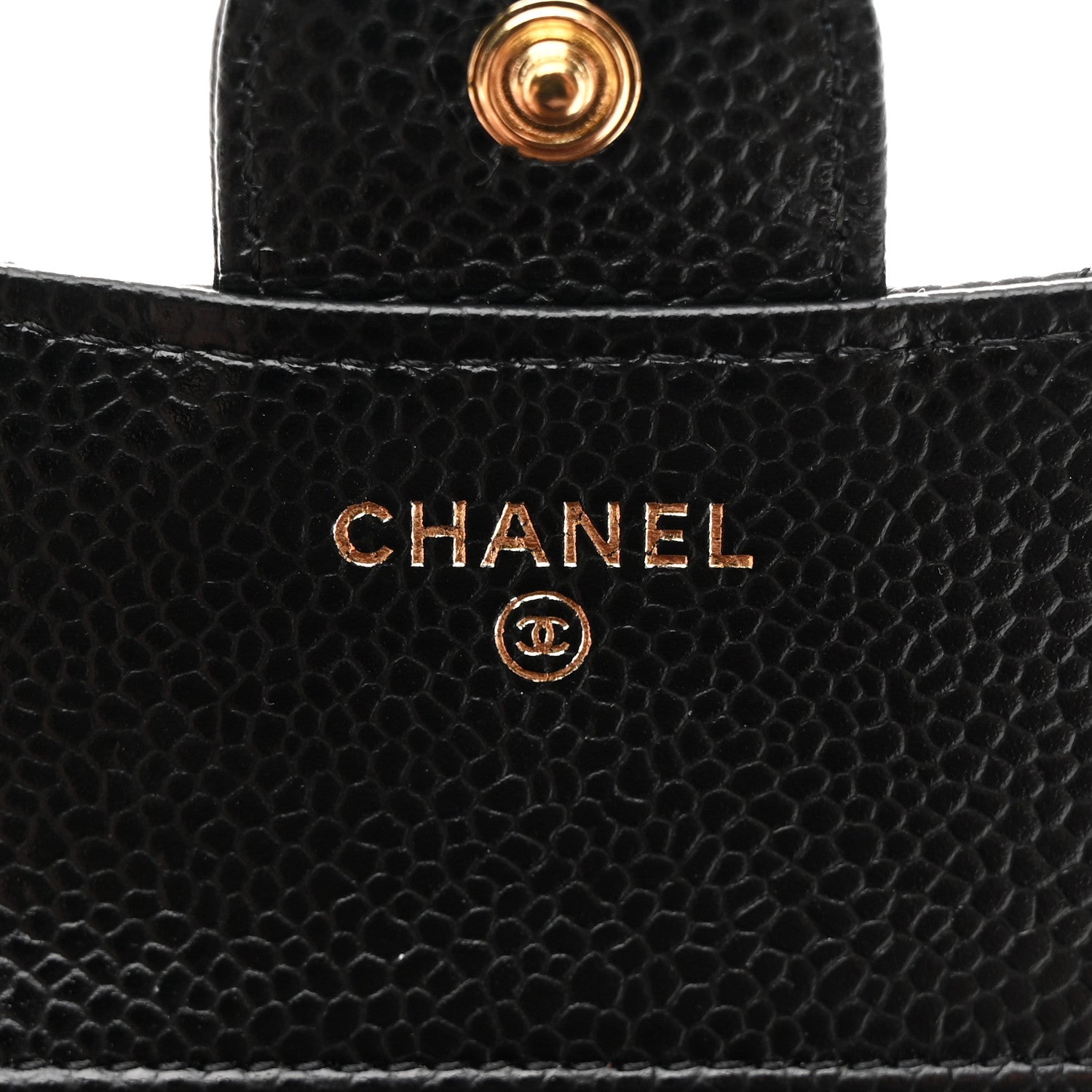 Caviar Quilted Compact Flap Wallet Black
