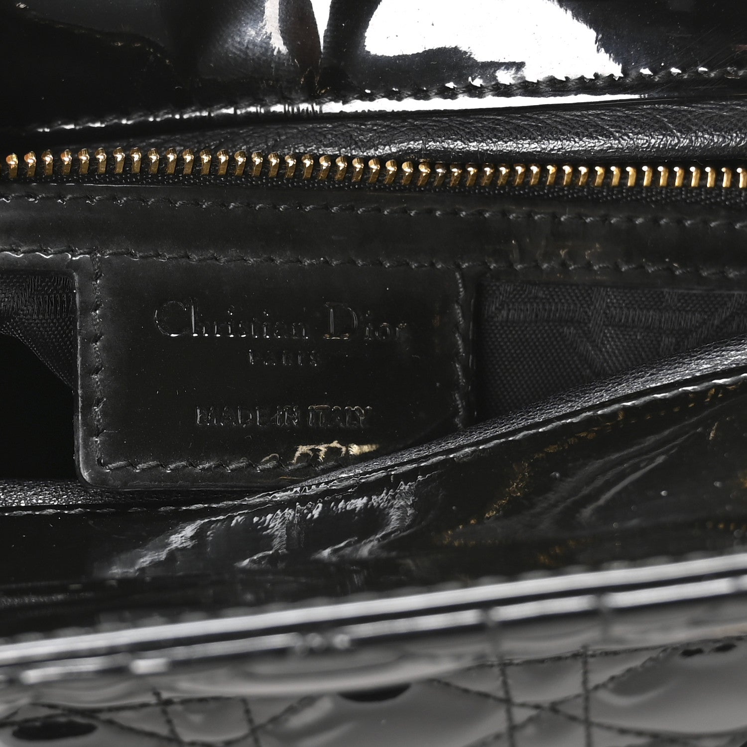 Christian Dior Patent Cannage Large Lady Dior Black