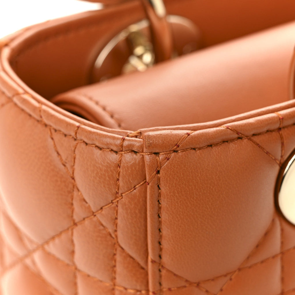 Christian Dior Lambskin Cannage Small Lucky Badges My Lady Dior Orange
