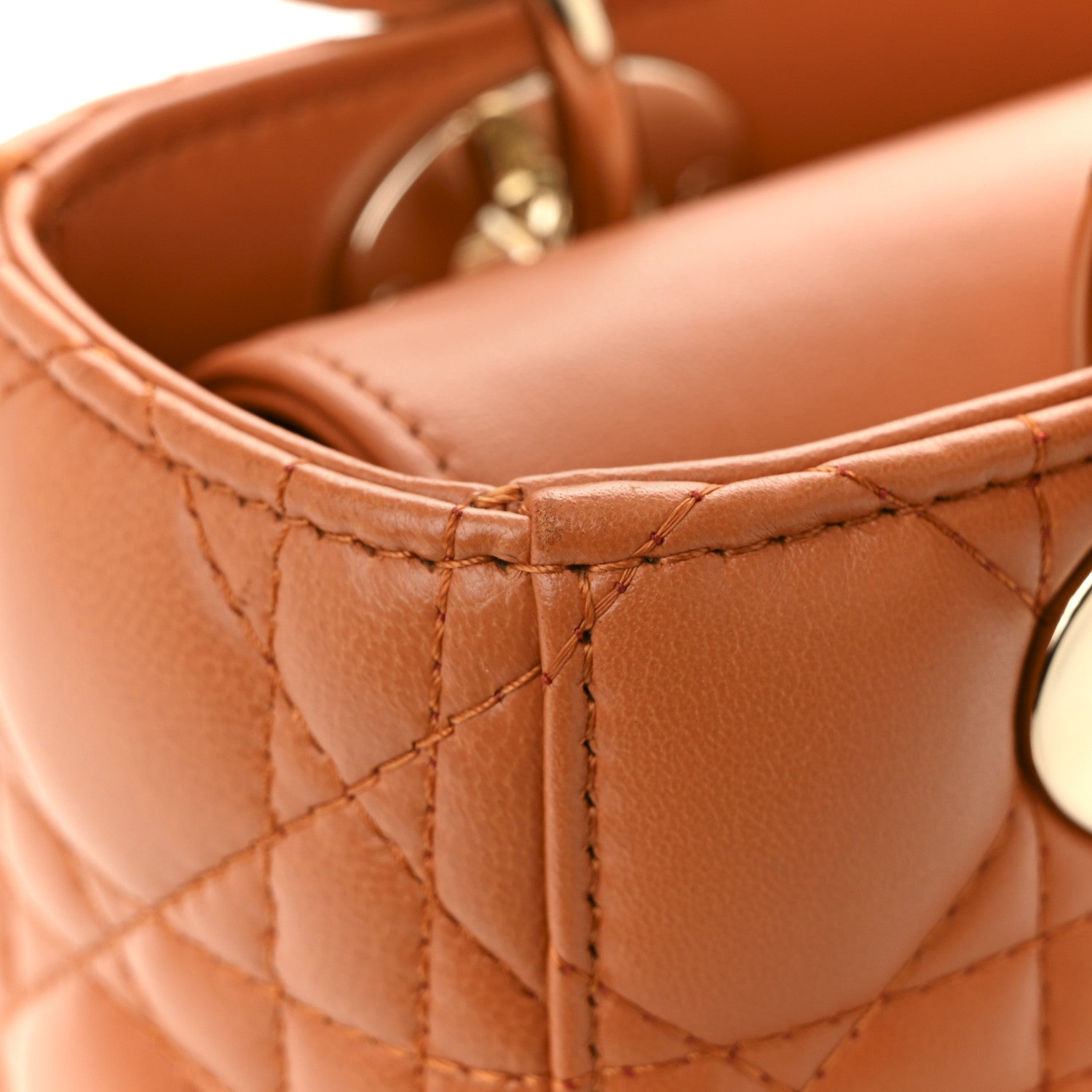 Christian Dior Lambskin Cannage Small Lucky Badges My Lady Dior Orange