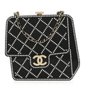 Chanel Plexiglass Crystal Quilted Minaudiere Clutch Black White