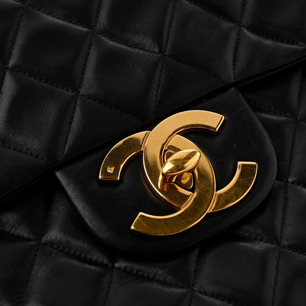 Chanel Lambskin Quilted XL Jumbo Single Flap Black