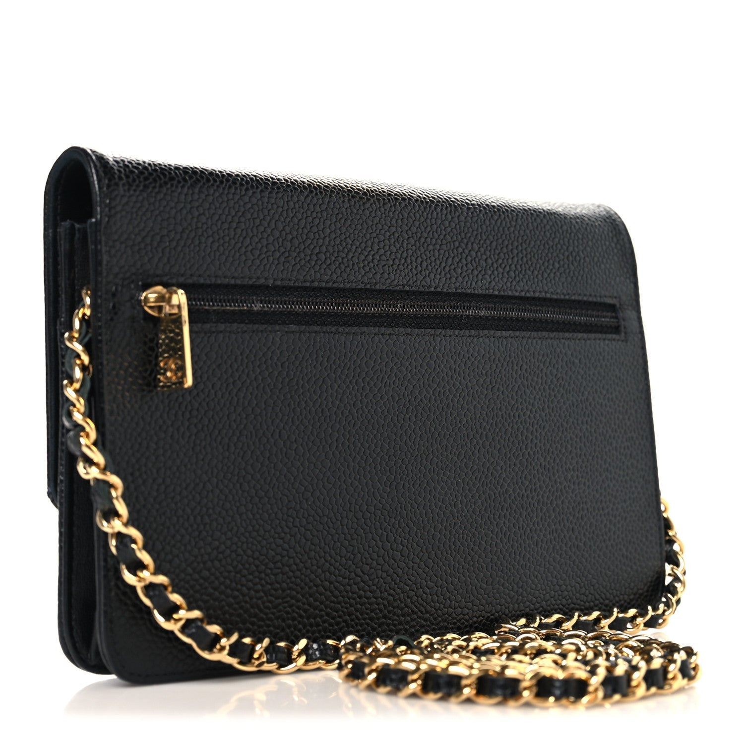 Chanel Caviar Timeless CC Wallet On Chain WOC Black