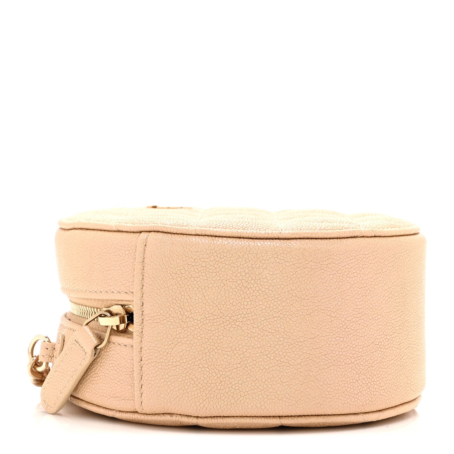 Chanel Iridescent Caviar Quilted Round Clutch With Chain Beige