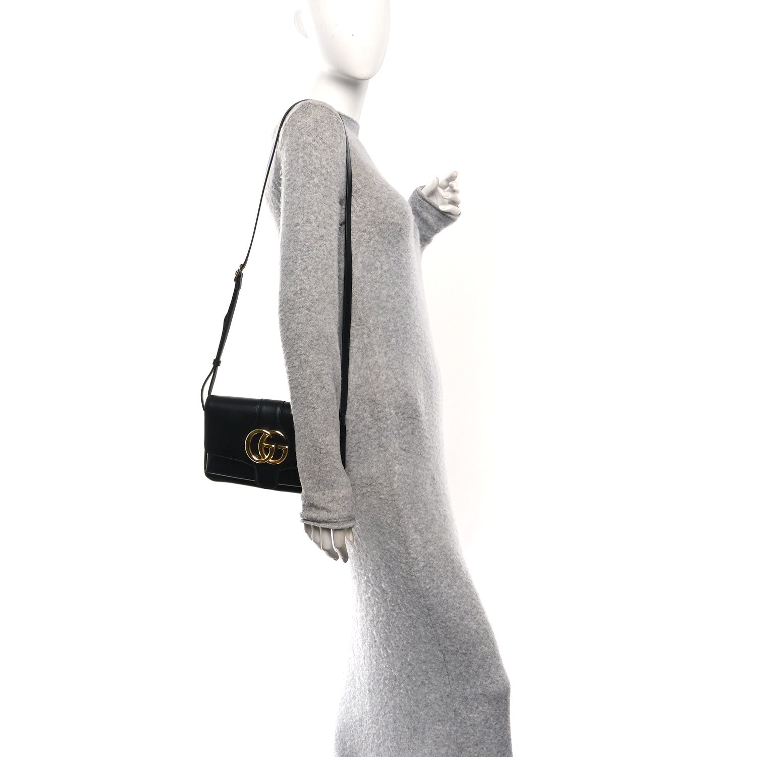 Gucci Vitello Palmellato Lux Small Arli Flap Shoulder Bag Black