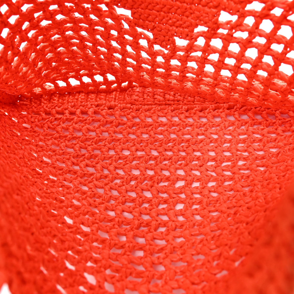 Prada Yarn Raffia Effect Crochet Logo Embroidered Tote Bag Arancio