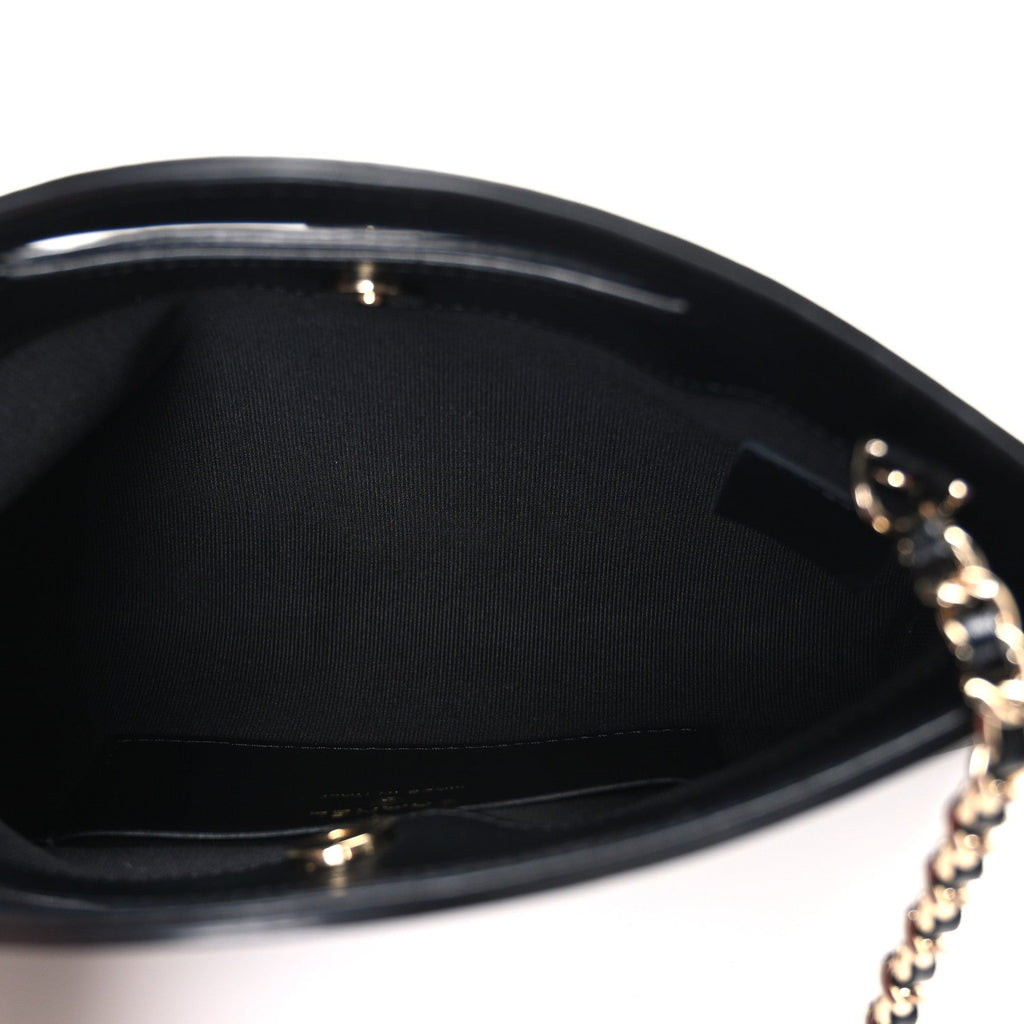 Chanel Shiny Crumpled Calfskin Quilted Nano 31 Shopping Bag Black