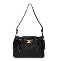 Chanel Shiny Crumpled Calfskin Quilted Mini Chanel 25 Handbag Black