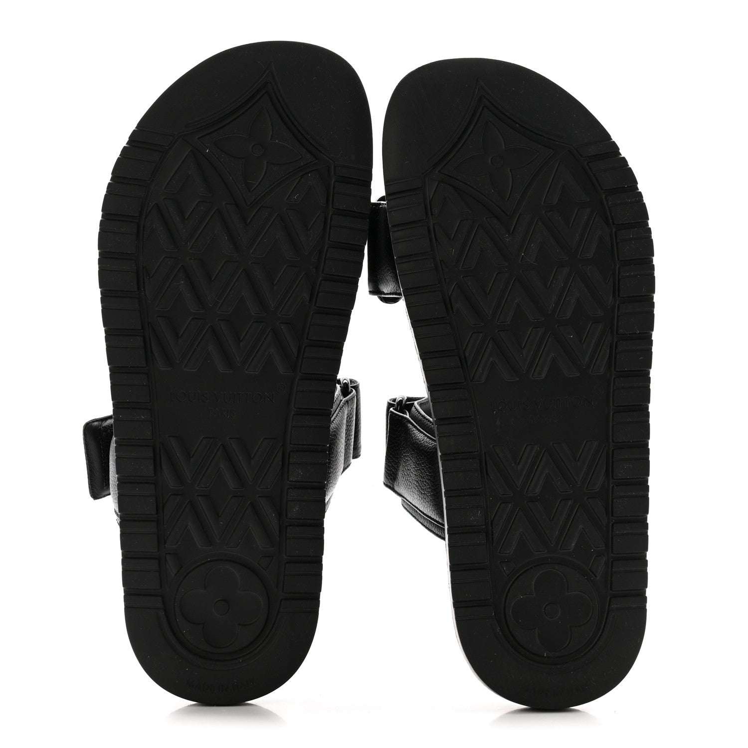 Louis Vuitton Grained Calfskin Sunset Comfort Flat Sandals 38 Black