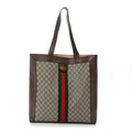 Gucci GG Supreme Monogram Web Large Ophidia Vertical Shopping Tote Brown
