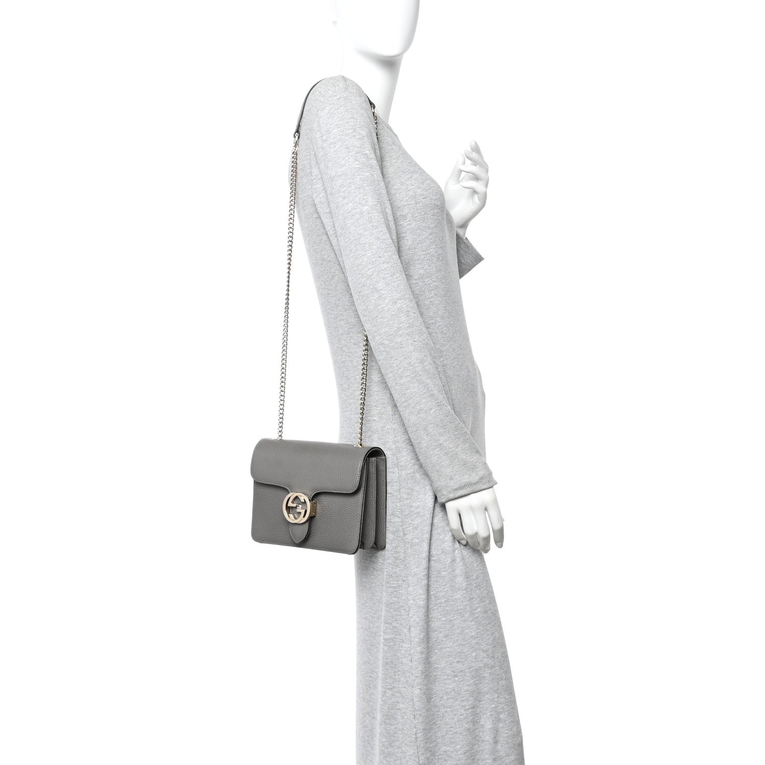 Gucci Dollar Calfskin Small Interlocking G Shoulder Bag Loess