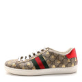 Gucci GG Supreme Monogram Bees Ayers Web Womens Ace Sneakers 38.5 Beige Oro Green Red