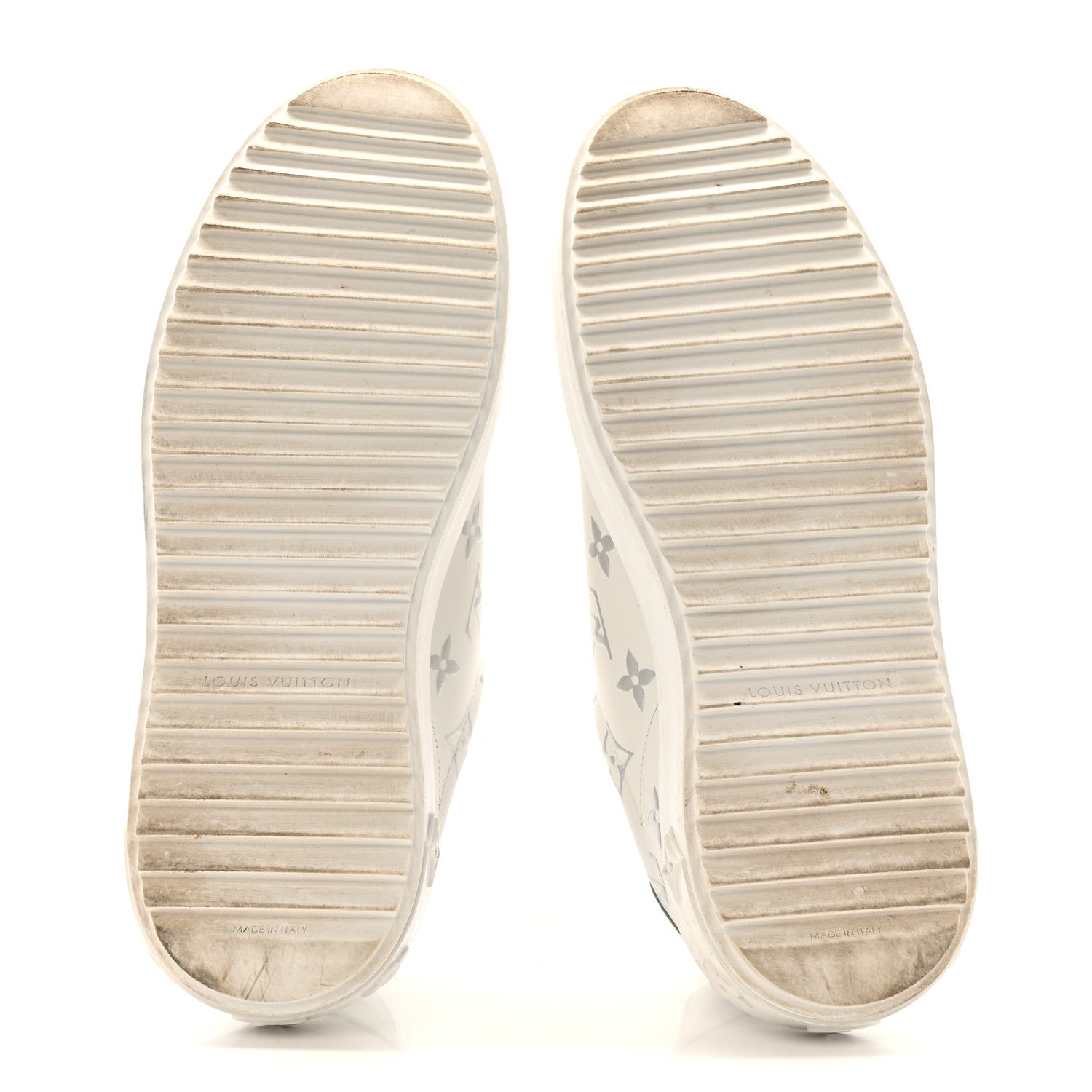 Louis Vuitton Calfskin Monogram Debossed Time Out Sneakers 38 White Silver