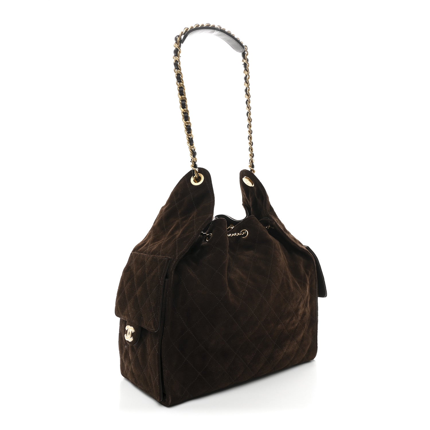 Chanel Suede Quilted Medium Chanel 25 Handbag Dark Brown