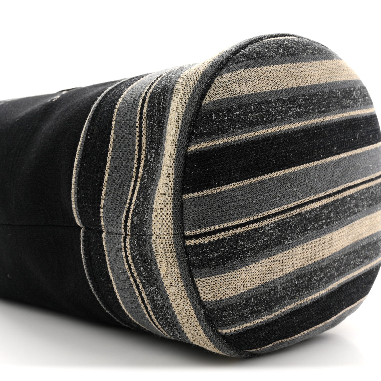 Chanel Striped Canvas Deauville Drawstring Backpack Black