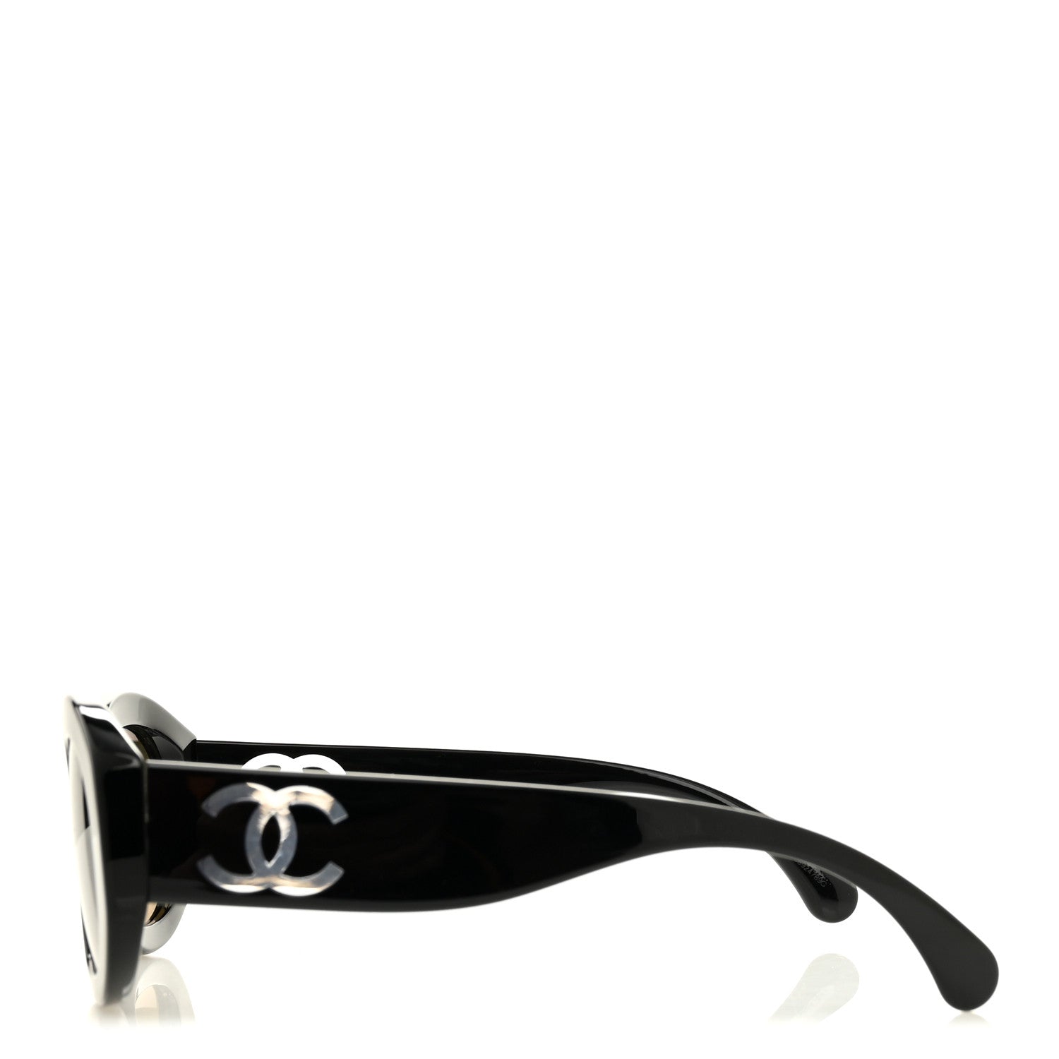 Acetate Nyon Oval CC Sunglasses 5528-A Black