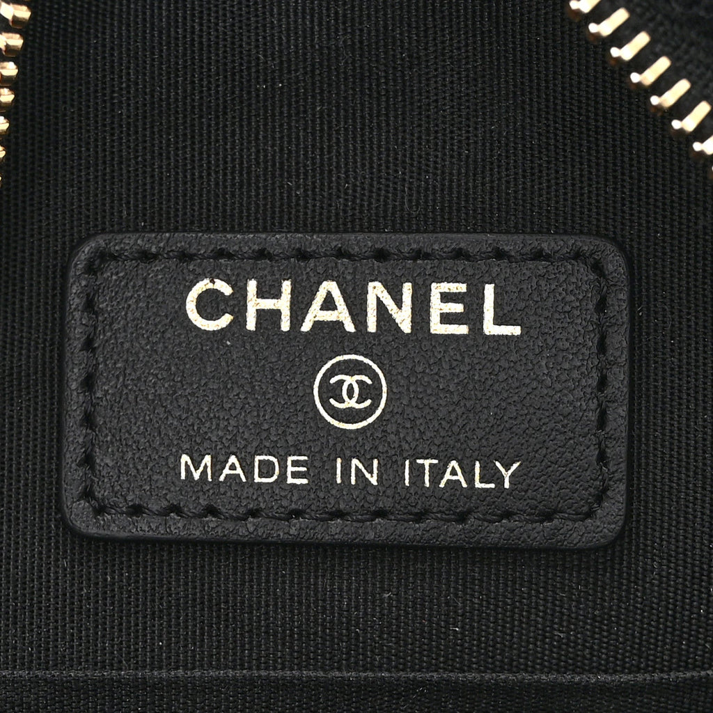 Chanel Wool Tweed Lambskin Quilted Round Clutch With Chain and Coin Purse Black White