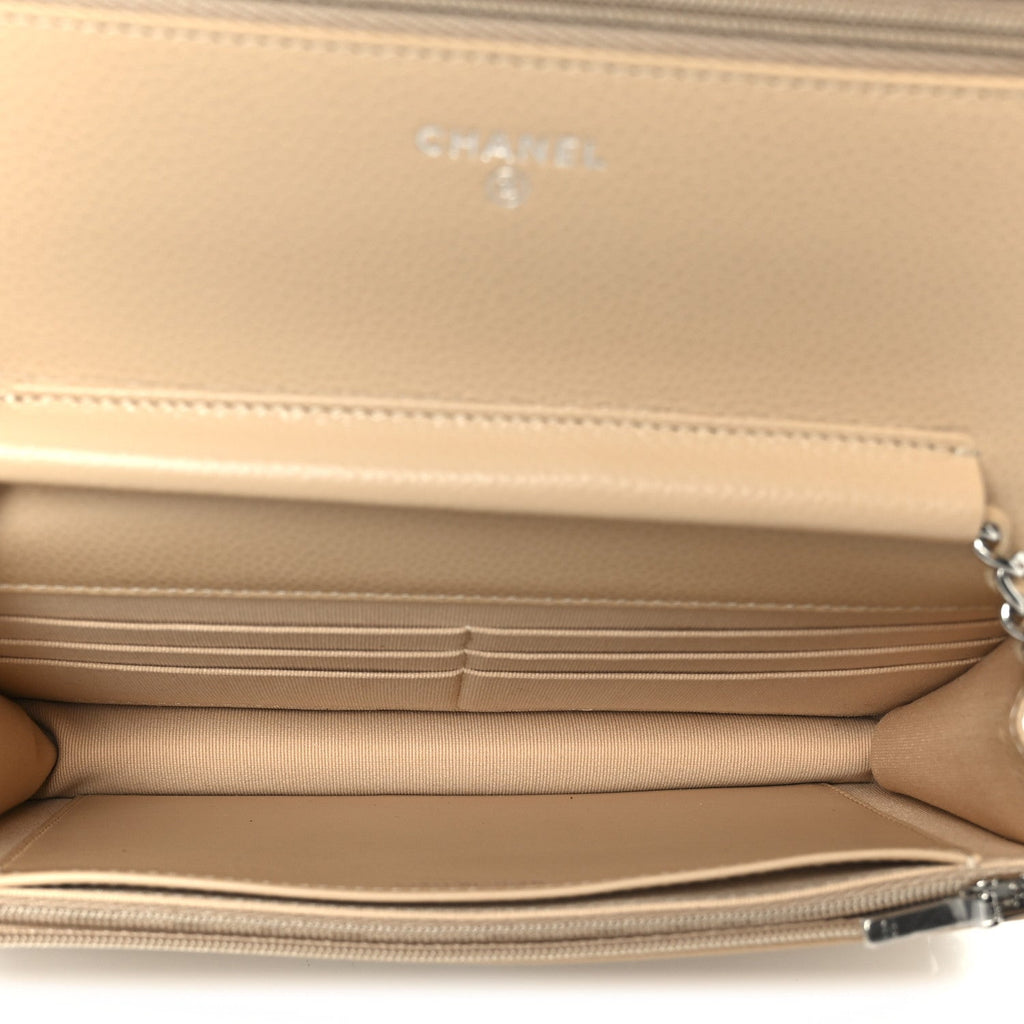 Chanel Caviar Quilted Wallet on Chain WOC Beige