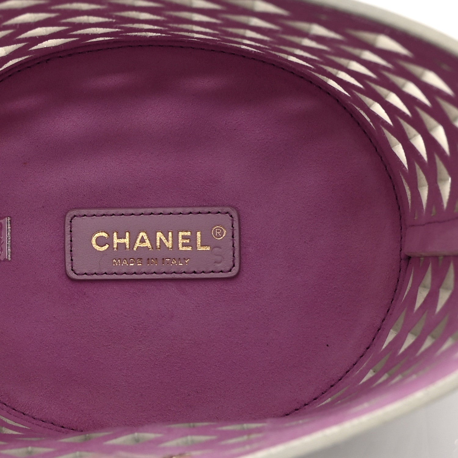 Chanel Lambskin Sea Through Bucket Drawstring Bag White Multicolor