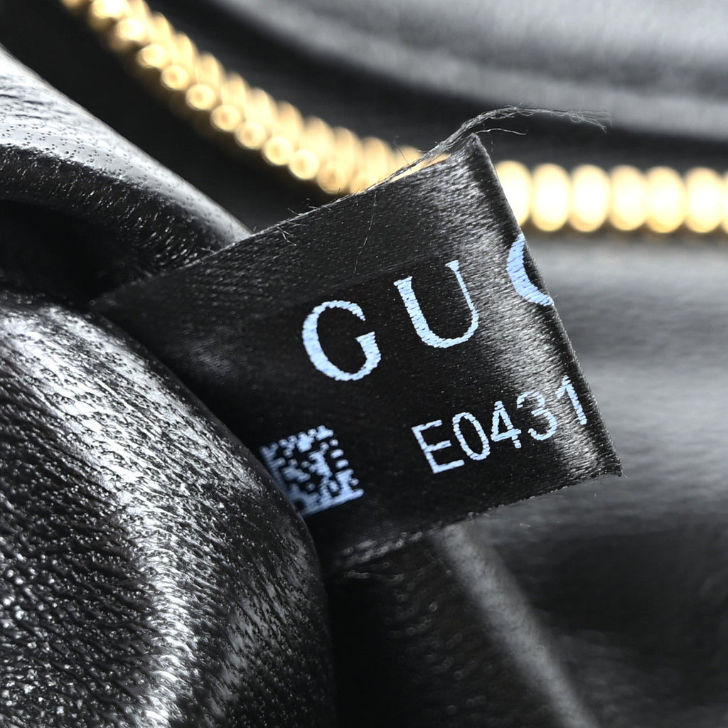 Gucci Lambskin Mini GG Milano Top Handle Shoulder Bag Black
