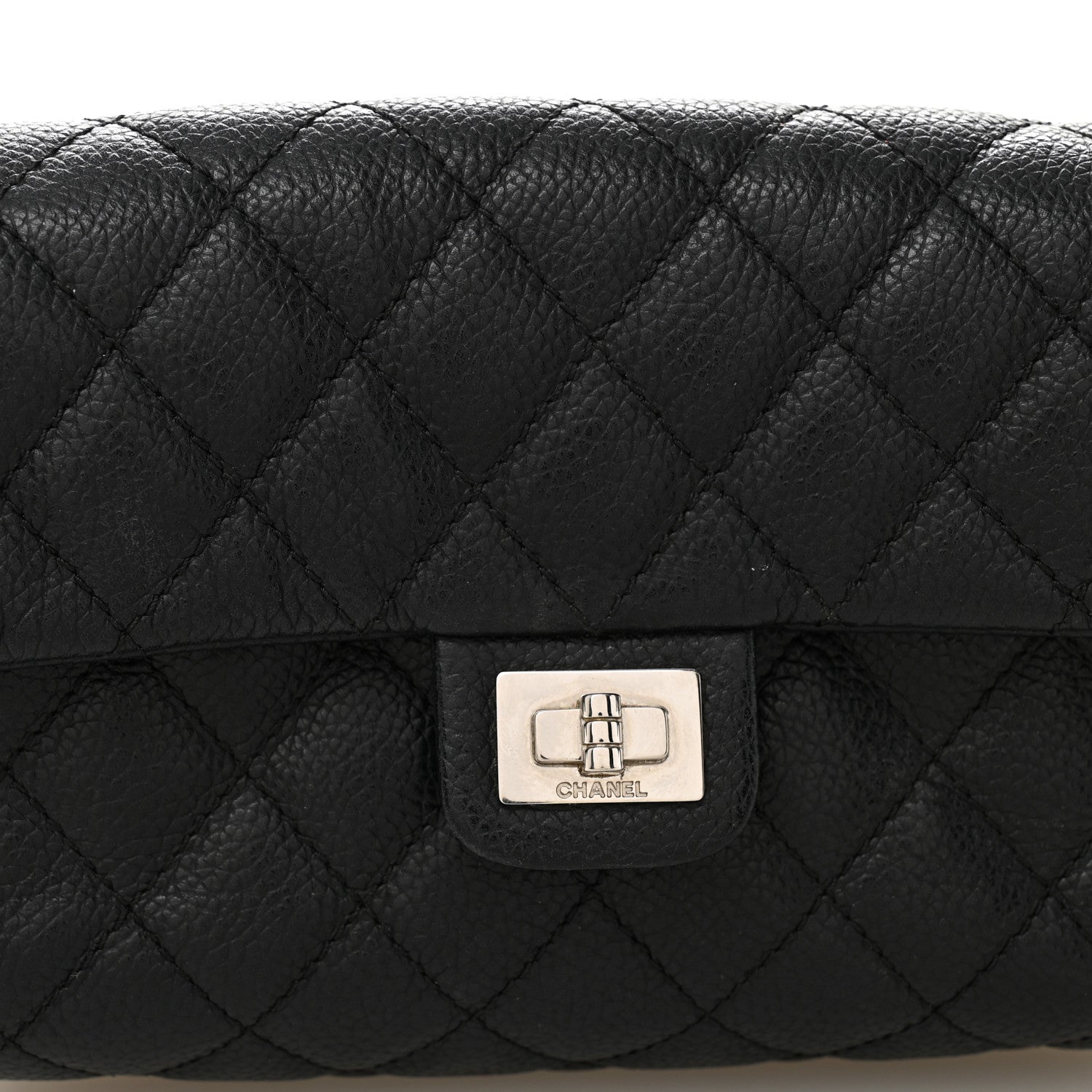 Chanel Grained Calfskin Quilted 2.55 Reissue Flap Belt Bag Clutch Black