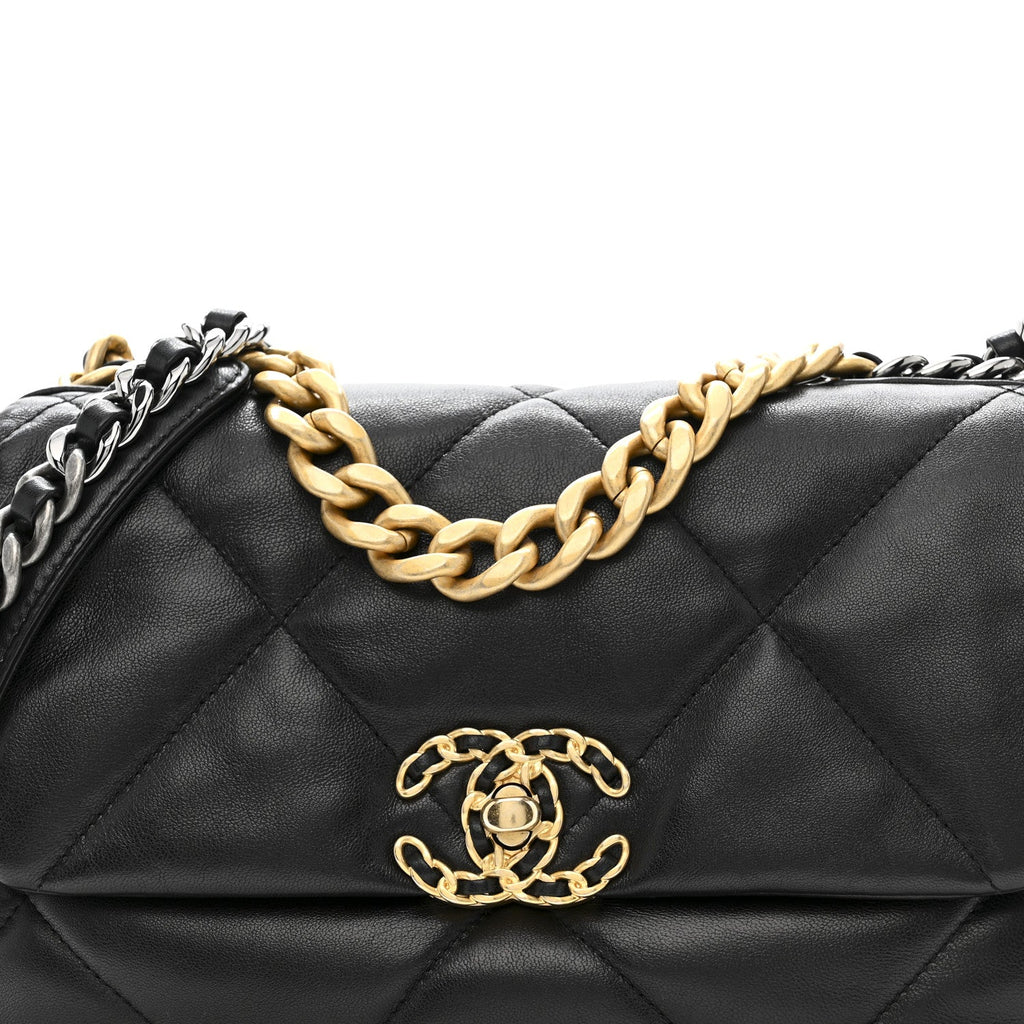 Chanel Lambskin Quilted Medium Chanel 19 Flap Black