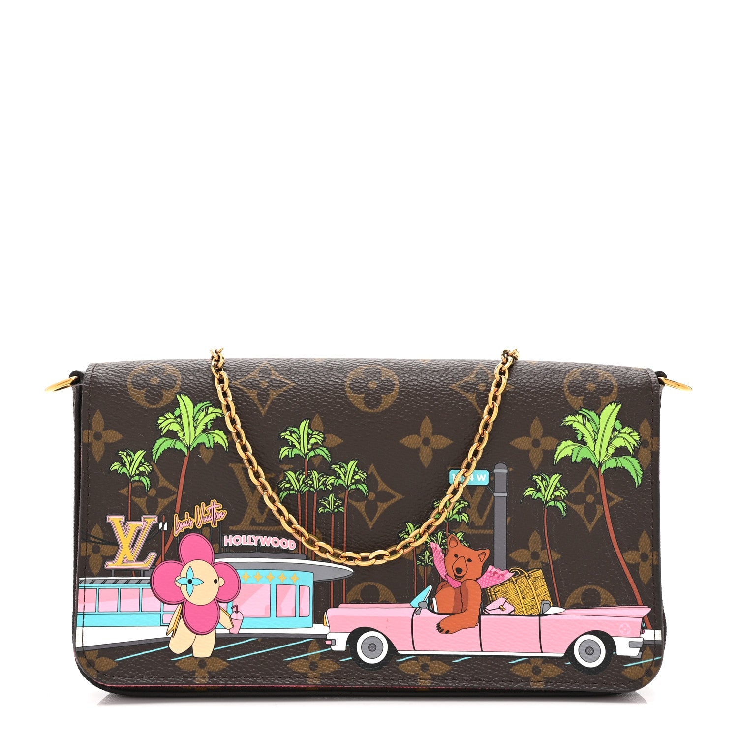 Louis Vuitton Monogram 2021 Christmas Animation Hollywood Pochette Felicie Chain Wallet Fuchsia