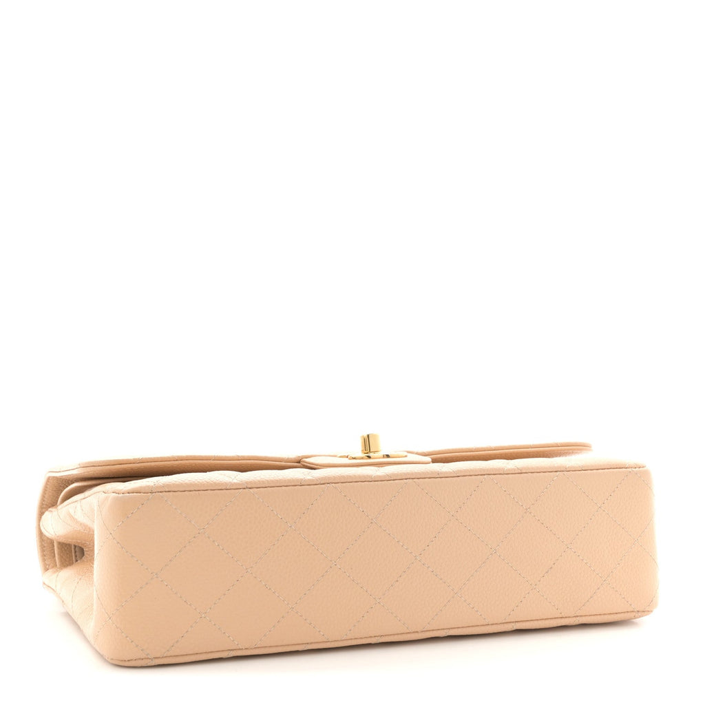 Chanel Caviar Quilted Medium Double Flap Beige