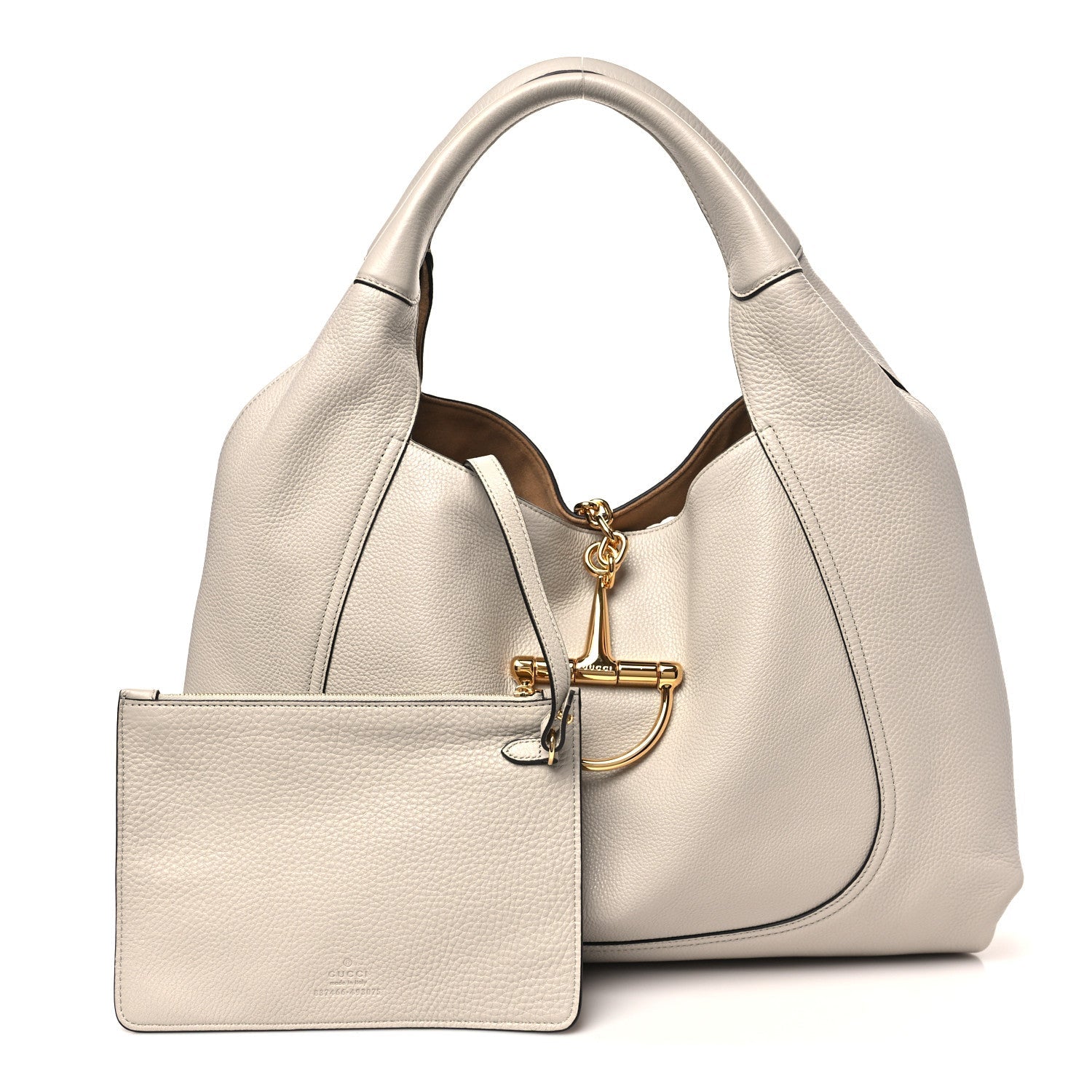Gucci Grained Calfskin Softbit Maxi Shoulder Bag Taupe